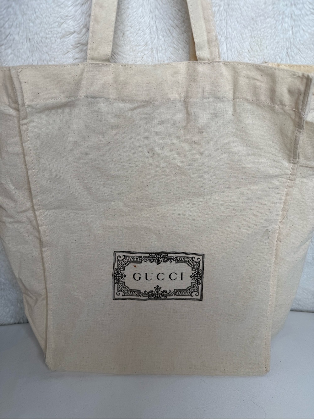 Gucci Reusable Canvas Tote Shopping Shoulder Bag Cotton with ribbon included - Picture 3 of 7